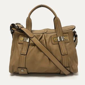 B. Makowsky Taupe Leather Satchel Bag